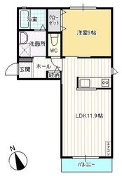 クラヴィエ富田Ｂの物件間取画像